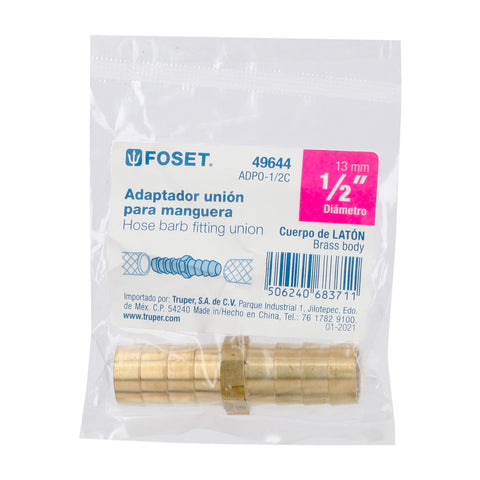 Cople inserción de latón 1/2' para poliducto negro, FOSET | ADPO-1/2C | 49644