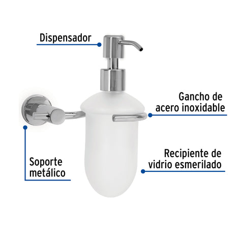 Dispensador de jabón a pared en acabado cromo, FOSET ELEMENT | ELA-75 | 49665