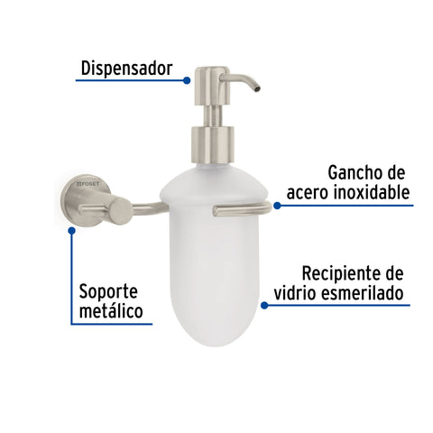 Dispensador de jabón a pared en acabado satín, FOSET ELEMENT | ELA-75N | 49666