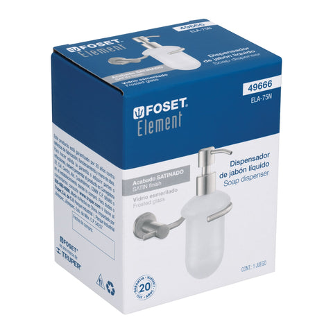 Dispensador de jabón a pared en acabado satín, FOSET ELEMENT | ELA-75N | 49666