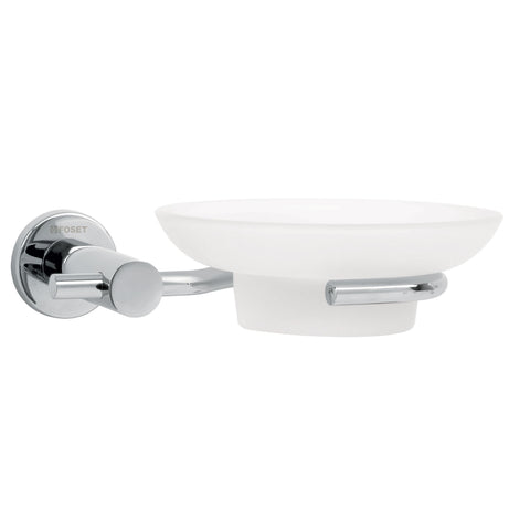 Jabonera metálica cromo con plato de vidrio, FOSET ELEMENT | ELA-74 | 49669