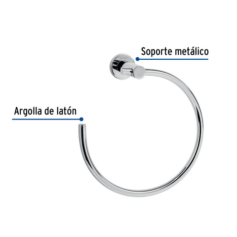 Toallero metálico de argolla acabado cromo, FOSET ELEMENT | ELA-77 | 49670