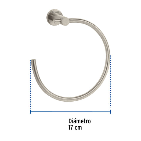 Toallero metálico de argolla acabado satín, FOSET ELEMENT | ELA-77N | 49676