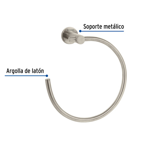 Toallero metálico de argolla acabado satín, FOSET ELEMENT | ELA-77N | 49676