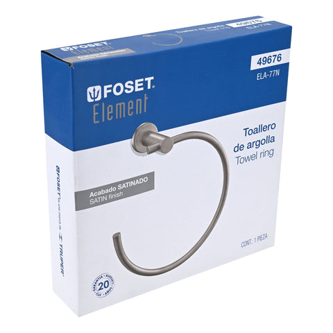 Toallero metálico de argolla acabado satín, FOSET ELEMENT | ELA-77N | 49676