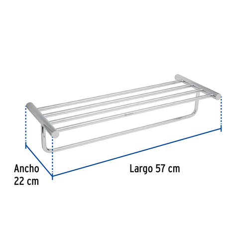 Repisa de latón portatoalla en acabado cromo, FOSET ELEMENT | ELA-78 | 49679