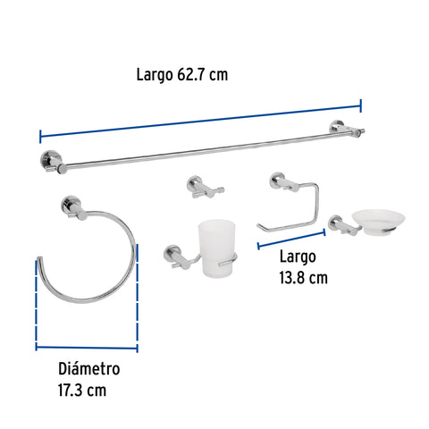 Juego de 6 accesorios para baño acabado cromo, FOSET ELEMENT | ELA-7000 | 49681