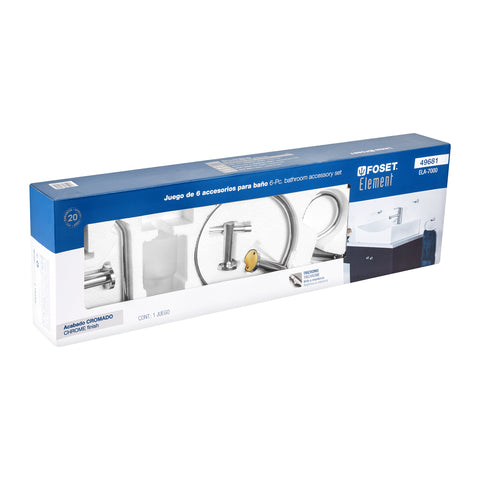 Juego de 6 accesorios para baño acabado cromo, FOSET ELEMENT | ELA-7000 | 49681