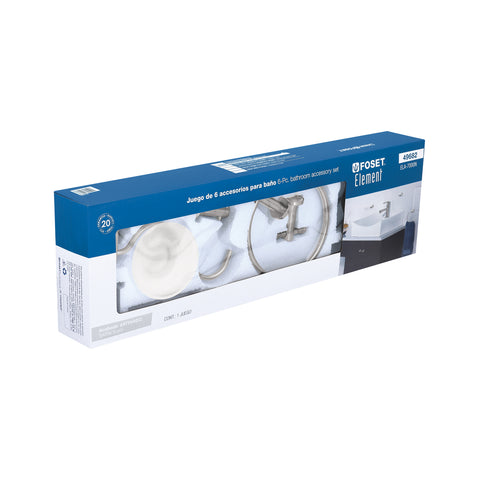Juego de 6 accesorios para baño acabado satín, FOSET ELEMENT | ELA-7000N | 49682