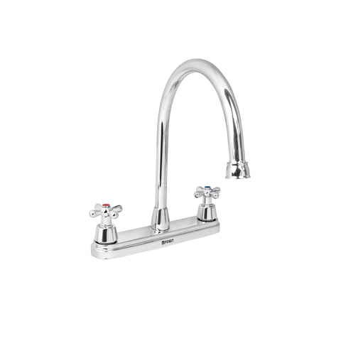 Mezcladora fregadero 8' cromo, cuello largo, cruceta, AQUA | AQF-81 | 49686