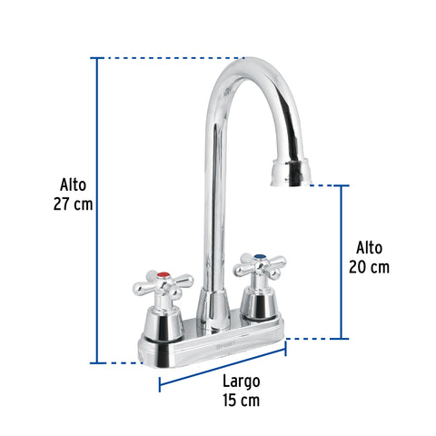 Mezcladora lavabo 4' cromo, tipo bar, cruceta, AQUA | AQM-61 | 49690