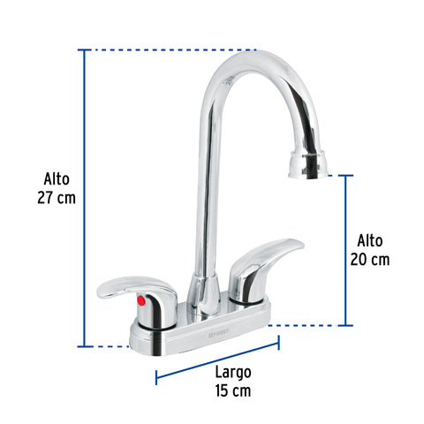 Mezcladora lavabo 4' cromo, tipo bar, palanca, AQUA | AQM-62 | 49691
