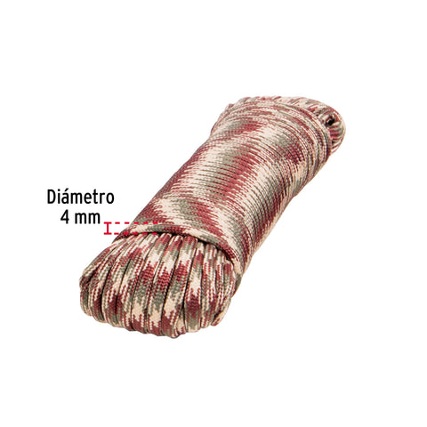 Piola de nylon paracord de 4mm x 15m camo, madeja, FIERO | PIO-415NC | 49705