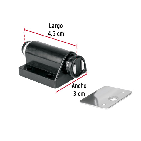 Pistón Magnético para puerta / cajón, negro. HERMEX | PIMA-6 | 49727
