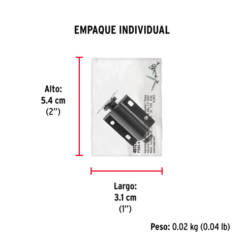 Pistón Magnético para puerta / cajón, negro. HERMEX | PIMA-6 | 49727