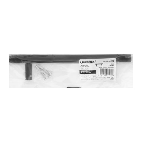 Jaladera de acero, 128mm, línea Cilindro, negro, HERMEX | JAL-0362 | 49732