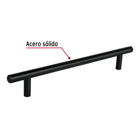 Jaladera de acero, 192mm, línea Cilindro, negro, HERMEX | JAL-0364 | 49734