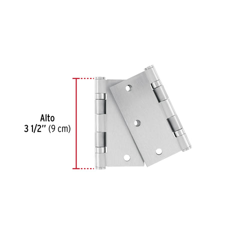 Bolsa c/2 bisagras cuadradas 3-1/2', plana,acero inox,HERMEX | BC-354PB | 49739
