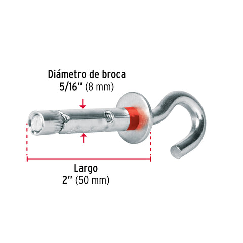 Caja con 100 taquetes expansivos 8x50 mm con armella abierta | TAE-8X45AG | 49745