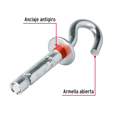 Caja con 100 taquetes expansivos 8x50 mm con armella abierta | TAE-8X45AG | 49745