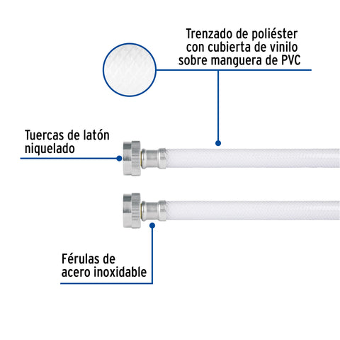 Manguera para lavadora, vinilo, 3/4' x 3/4', 1.2 m, FOSET | FLV-120B | 49779