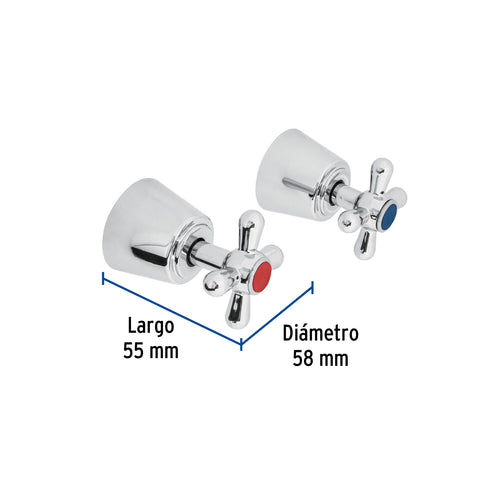 Juego de manerales de cruceta para regadera, cromo, AQUA | AQMR-61 | 49785