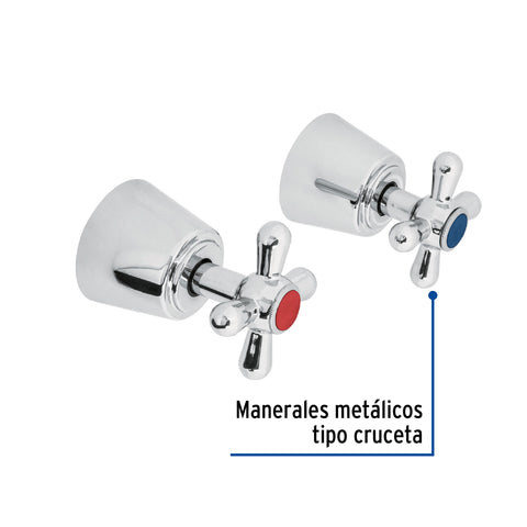 Juego de manerales de cruceta para regadera, cromo, AQUA | AQMR-61 | 49785