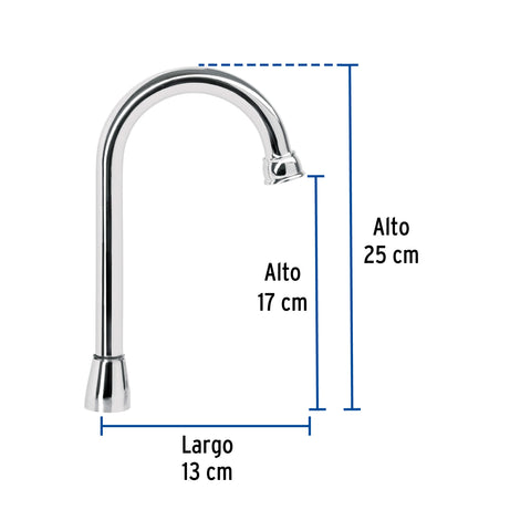Cuello tipo bar para mezcladora de lavabo, cromo, AQUA | AQCR-60 | 49790