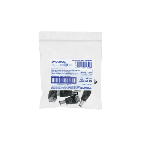 Conector de energía para CCTV tipo macho, Volteck | CTV-1M | 49794