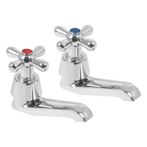 Juego 2 llaves individuales para lavabo, cromo, cruceta,AQUA | AQI-11 | 49805