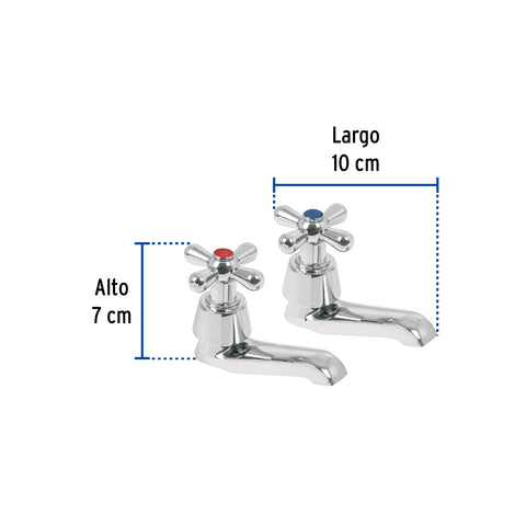 Juego 2 llaves individuales para lavabo, cromo, cruceta,AQUA | AQI-11 | 49805