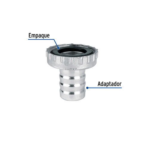 Adaptador metálico 1/2' para manguera, FOSET | ADJ-1/2Z | 49826
