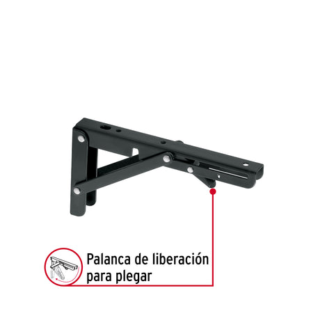 Ménsula plegable de acero negra 4' x 8', FIERO | MEP-8N | 49831