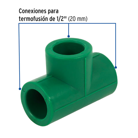 Tee sencilla de PPR 1/2', FOSET | CV-761 | 49832