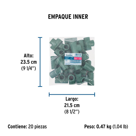 Tee sencilla de PPR 1/2', FOSET | CV-761 | 49832
