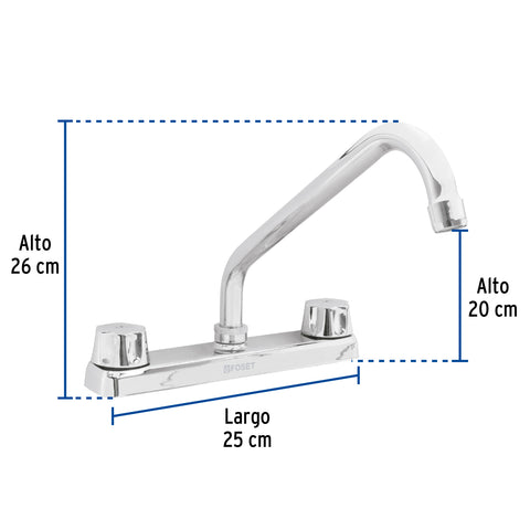 Mezcladora 8' fregadero cromo, cuello largo,compresión,BASIC | F-318-C | 49858
