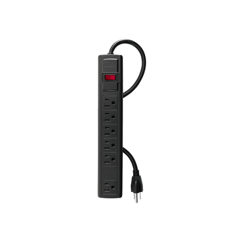 Multicontacto 16 AWG doméstico con 6 entradas, negro Volteck | MUL-6N | 49859