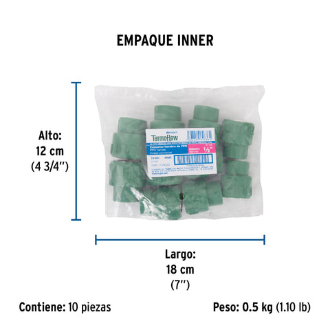 Adaptador PPR 1/2' hembra con inserto metálico, FOSET | CV-601 | 49885