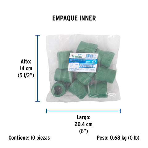 Adaptador PPR 3/4' hembra con inserto metálico, FOSET | CV-602 | 49886