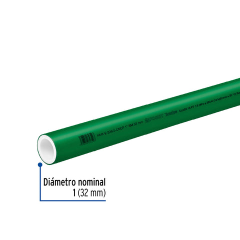 Tubo de 32mm (1') PPR hidráulico, 4m, 1.4kg, FOSET | CV-003 | 49899