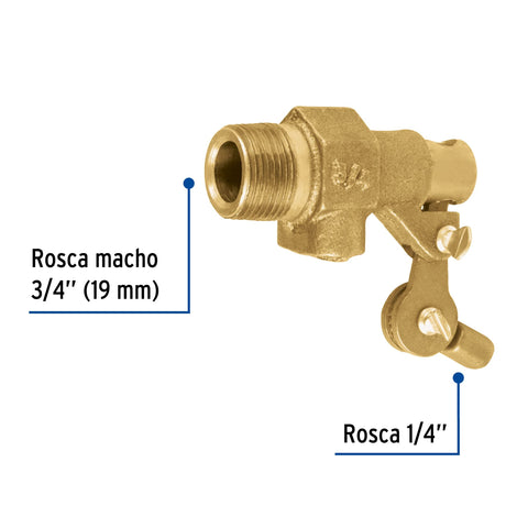 Válvula de flotador de latón 3/4', reforzada, FOSET | VAFLO-3/4-R | 49900