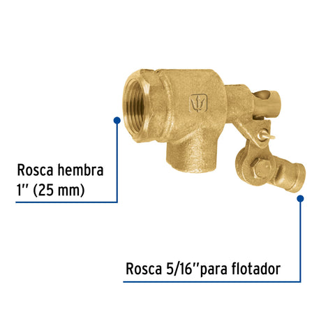 Válvula de flotador de latón 1', reforzada, FOSET | VAFLO-1-R | 49901
