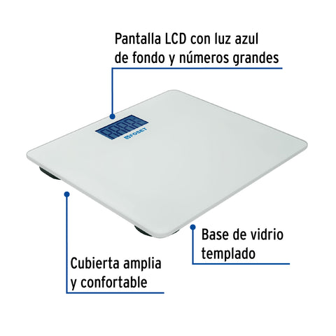 Báscula digital para baño, hasta 180 kg, FOSET | BASC-180B | 49910
