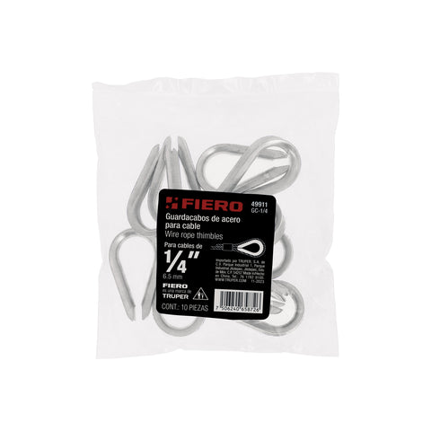Bolsa con 10 guardacabos para cable de acero de 1/4', FIERO | GC-1/4 | 49911