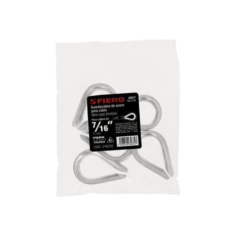 Bolsa con 5 guardacabos para cable de acero de 7/16', FIERO | GC-7/16 | 49917