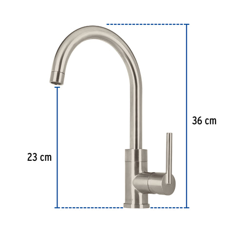 Monomando satín cuello alto para fregadero, FOSET ELEMENT | ELF-83N | 49921