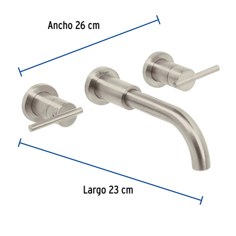 Mezcladora satín de pared para lavabo, FOSET ELEMENT | ELM-92N | 49939