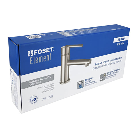 Monomando corto satín para lavabo, FOSET ELEMENT | ELM-45N | 49940