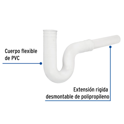 Céspol flexible 1-1/2' de PVC, con extensión, para fregadero | CE-295 | 49948
