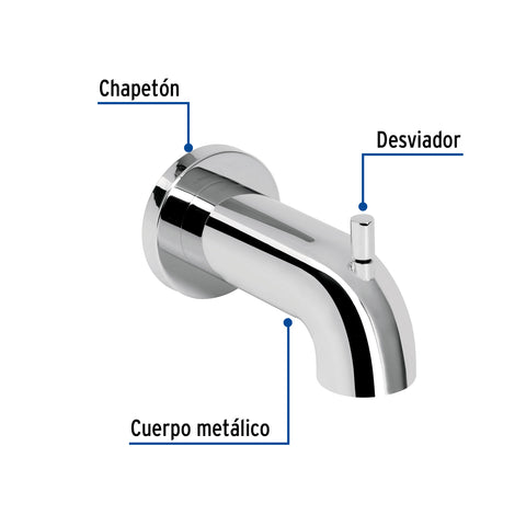 Salida de tina con desviador, cromo, FOSET ELEMENT | ELR-51 | 49954